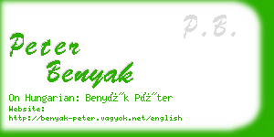 peter benyak business card